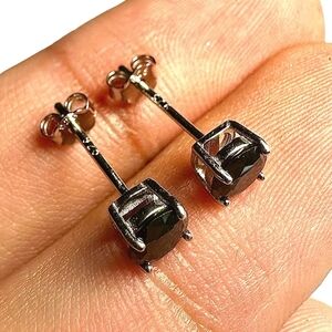Sterling Silver 925 Black CZ Stud Earrings 5mm | Round Cut Birthstone Jewelry